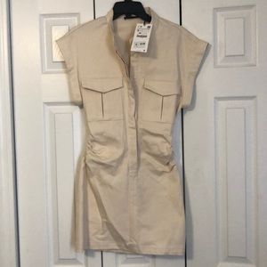 Ruched button down mini dress